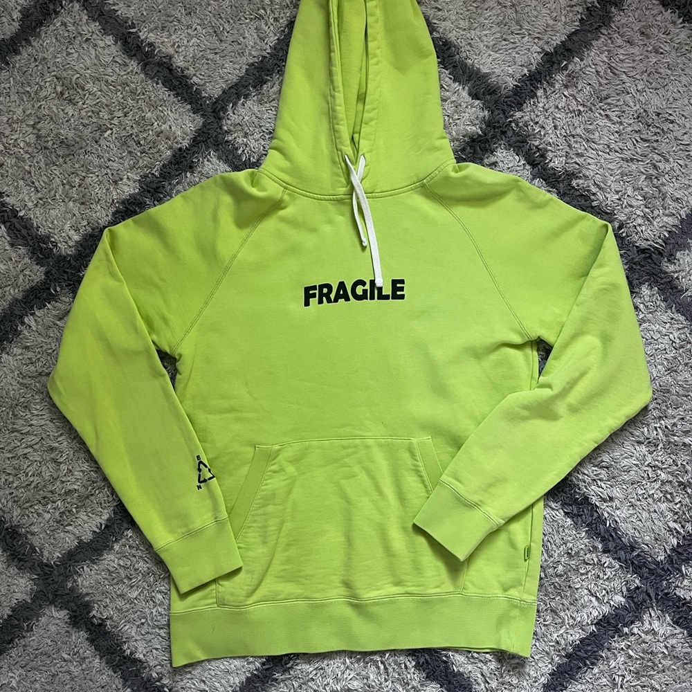 Fragile Green Hoodie with Black Embroidery